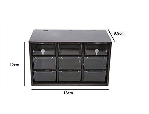 Matiman Enterprise 9 Grid Mini Plastic Multipurpose Drawer Storage Box for Multi Layer Jewelry Food Sundries Organizer Desktop Office Supplies Cabinet, (Multi)