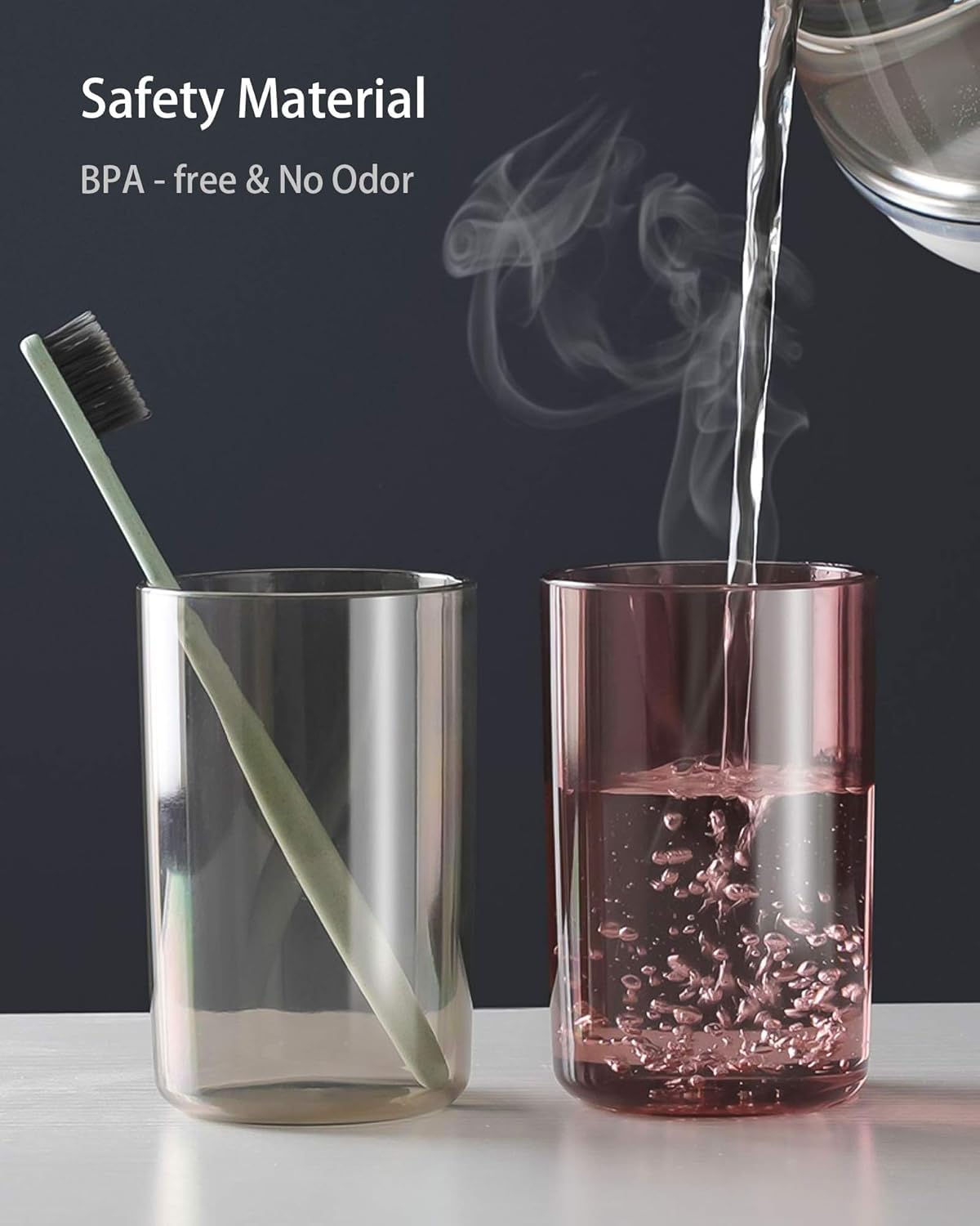 Toothbrush Holder with Adhesive, No-Drill Multi-Slot Organizer for Bathroom – Holds Toothbrushes, Toothpaste, Razor & Cup | Modern Plastic Storage Rack (2 Cup)